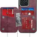 GUERNICA for iPhone 15 Wallet Case with RFID Blocking Card Holder for Women Men, Kickstand Shockproof Phone Case for iPhone 15(6.1"),Light Red