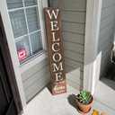 Vertical Wood Welcome Sign for Front Porch Vertical Decorative Sign Front Door Outdoor Indoor Welcome Sign 47.2x7.8 Inch Large Farmhouse Style(Brown)
