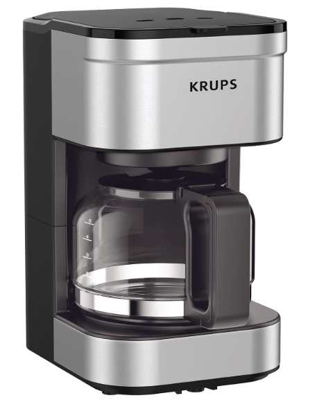 KRUPS Simply Brew Compact 5 Cup Coffee Maker: Stainless Steel Design, Pause & Brew, Keep Warm, Reusable Filter, DripFree Carafe