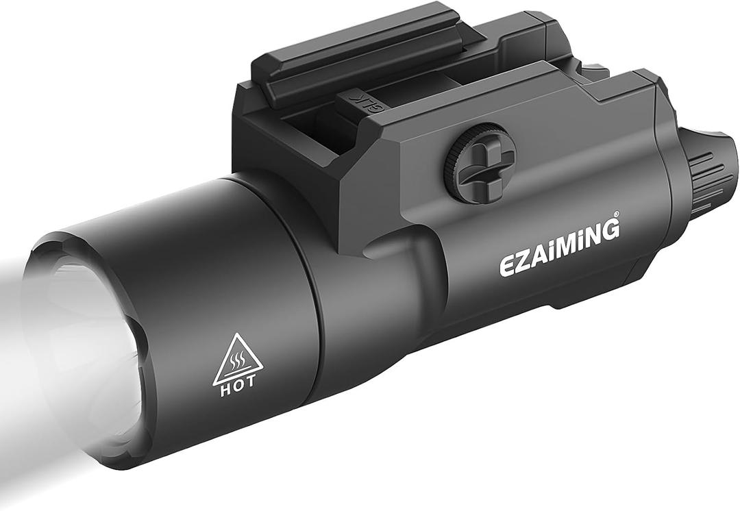 1750 Lumen Tactical Flashlight for Full Size Pistol/Handgun, Momentary/Strobe Function for 1913 Picatinny Rail