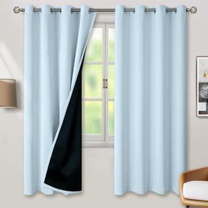BGment Baby Blue 100% Blackout Curtains for Nursery Bedroom 72 Inch Length 2 Panels, Thermal Insulated Full Light Blocking Grommet Noise Cancelling Window Curtains for Kids Room, 52 Inch Wide Each