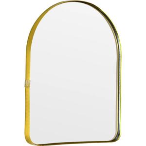 Funly mee Arched Wall Mirror, Wall-Mounted Plastic Mirror, for Bathroom and Vanity (Gold, 11.8 x 15.8)