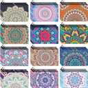 Hillban 36 Pcs Mandala Makeup Bags Bohemian Cosmetic Bags for Women Mandala Flowers Travel Toiletry Pouch with Zipper Portable Organizer Pouch for Cosmetics Makeup Brushes, 12 Styles