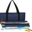 Suncle Mahjong Tile Set,166 White Tiles Mahjong Set, 4 All-in-One Rack/Pushers, American Mahjong Set with Blue Carrying Bag