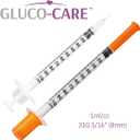 GLUCO-CARE 1 ml/cc Syringes 31G x 5/16’’ (8mm), Orange Cap, 100/box