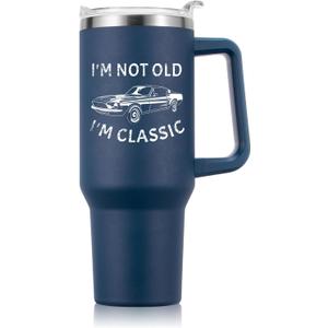 NOWWISH 40oz Tumbler with Handle and Straw for Men, I am Not Old Funny Christmas Gifts for Dad Husband Grandpa, Large Insulated Mug, Stocking Stuffer Idea - Navy Blue