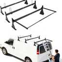 hightall Universal Van Ladder Rack with Roller,Adjustable Length 57-70" with Cargo Stoppers for Van with Rain Gutter,Compatible with Chevy Express 1500 2500 3500 Ford Econoline GMC Savana