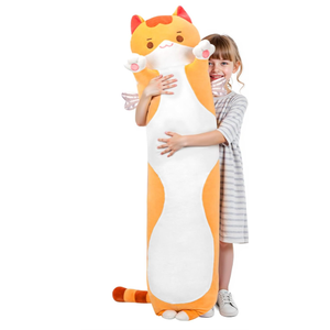 Long Cat Plush 5 Sizes, 120% Extra Filling Giant Plushness Kids Body Pillow, Kawaii Cute Brown Cat Stuffed Animals Plushies, Big Long Body Pillow Cat Plush Gift for Girls 20 (19.6in/50cm)
