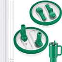 40 OZ Tumbler Lid for Stanley Quencher Protour Tumbler, 2 Pack Flip Straw Spill Proof Lid Replacement Straw Cover for 40oz Stanley Cup Accessories, Dual nozzle And Dishwasher Safe, High-End Anti-Fall
