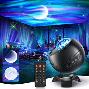 Galaxy Projector for Bedroom, 21Colors Northern Lights Projector, 15White Noise&Bluetooth Star Projector Galaxy Lights, Remote Ceiling Projector,Aurora Light Projector Room Decor,Gifts for Kids,Adults (Black)