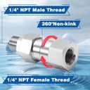 M MINGLE 1/4 NPT Pressure Washer Swivel Fitting, Anti-Twist 1/4 Male to Female Adapter, 360 Kink-Free Swivel Connector for Gun and Hose, 4000 PSI, 2 Pcs