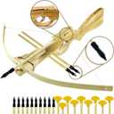Handmade Wooden Crossbow - Archery Set with 10 Rubber-Tipped Bamboo Wood Arrows, 10 Suction Cup Arrows