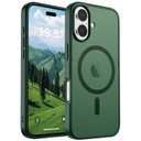 SUPFINE Magnetic for iPhone 17 Case (Compatible with MagSafe)(Military Grade Drop Protection) Translucent Matte Shockproof with Anti-Fingerprint Phone Cover 2025,Forest Green