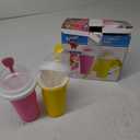 QwayHome 2PC Slushie Maker Cups, DIY Frozen Magic Slushy Cup, Double Layers Silica Smoothie Pinch Ice Cup, Quick Cooling Cups Homemade Milk Shake Ice Cream Maker (Yellow+Pink)