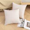Kevin Textile Pack of 2 Outdoor Waterproof Throw Pillow Covers Decorative Farmhouse Checkered Square Solid Cushion Cases for Patio Garden Porch Sofa Light Beige 18x18 inch