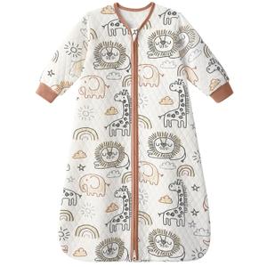Yoofoss Baby Sleep Sack 6-12 Months 1.0 Tog Long Sleeve Sleep Sack Organic Cotton Wearable Blanket for Infants 2-Way Zipper Quilted Sleeping Sacks(Medium) (Brown Giraffe)