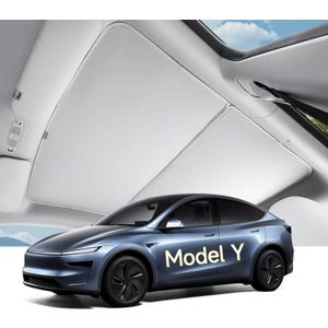 Roof Sunshade for Model Y Juniper 2025 2026 |No Gaps, No-Sagging | Heat Insulation for Glass Roof | Foldable Sunroof Cover for Tesla Model Y Juniper Accessories, White