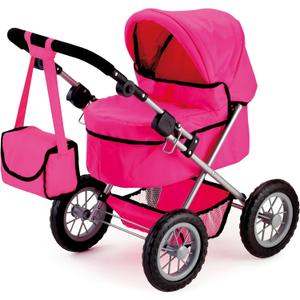 Bayer Trendy Doll Stroller, Hot Pink Toy Carriage for Kids, Foldable with Shoulder Bag & Storage Basket, 67 x 41 x 68 cm