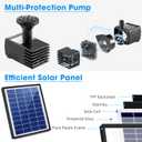 POPOSOAP Solar Bird Bath Fountain Pump, 6W Outdoor Solar Water Fountain Pump for Bird Bath with 4ft Tubing & 5 Nozzles, DIY Solar Powered Water Pump for Garden, Ponds, Pool and Fish Tank