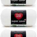 Red Heart Super Saver White Yarn - 3 Pack of 198g/7oz - Acrylic - 4 Medium (Worsted) - 364 Yards - Knitting/Crochet