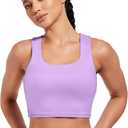 XUNYU High Support Sports Bra for Women Workout Tops Built in Bra Athletic Tank Top High Impact Padded Longline Yoga Bra