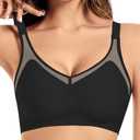 Easybunny Womens Wireless Bras Petite V Mesh Push Up Comfortable Bralettes Supportive Seamless No Underwire Tshirt Jelly Bra, Size: M, Black