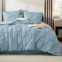 Bedsure King Size Comforter Set Light Blue - Bed in a Bag Bedding Set 7 Pieces, GentleSoft Pintuck Bed Set Gift for Family, Pinch Pleat Light Blue Comforter with Sheets, Pillowcases & Shams