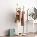 Gold Clothing Rack With Shelves, Gold Coat Rack Freestanding with Marble Base, Coat Hanger Hat Tree Standing Clothes Racks for Boutique, Bedroom