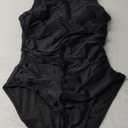 SUUKSESS Women One Piece Ruched Swimsuit Tummy Control Backless Bathing Suit (Medium, Black)