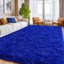 Large Fuzzy Rug 8x10 Feet Blue Fluffy Rug for Living Room, Big Plush Non-Skid Shag Carpet, Soft Shaggy Rugs for Bedroom Indoor Modern Home Decor