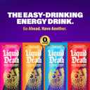 Liquid Death Sparkling Energy Variety Pack, Zero Sugar Energy Drink, Unextreme Caffeine 100mg, Essential Vitamins, 3 Flavors: Strawberry, Orange, and Murder Mystery, 12 Fl Oz (Pack of 12) (EXP 07/19/27)