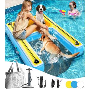Inflatable Water Ramps,Multi-Use Large Dog Floats Ladder for Pool Boat Dock Lake,Non-Slip One-piece Ramp Mesh Swimming Plank for Adults Children Dogs Up to 240 lbs,Swimming Float Water Toys