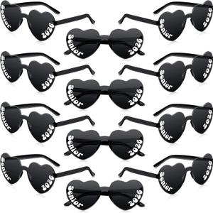 Xuhal 2026 Graduation Glasses Heart Shaped Plastic Eyeglasses Graduation Party Favor Photo Props (Black)