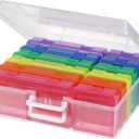 novelinks Stackable Clear Plastic Storage Boxes with Latching Lids  12 Pack (6 Medium + 6 Small) Art Supply Organizers for Crayons, Pencils, Beads, Jewelry & Crafts (Colorful)