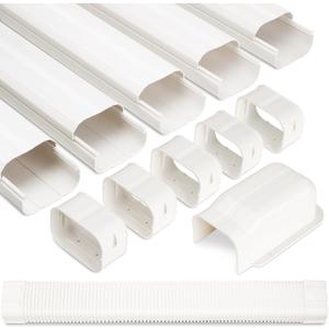 Kalkehay 4" W 9Ft L Line Set Cover for Mini Split and Central Air Conditioners Decorative PVC Line Cover Kit for Outdoor AC Heat Pump Systems