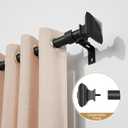 Black Curtain Rod for Windows-EUPLAR 1 Inch Single Curtain Rod with Decorative Square Finials, 36-72 Inch Adjustable Window Curtain Rods for Living Room, Kitchen