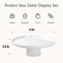 10 Inch Ceramic Cake Stand - Elegant White Pedestal Cake Plate with Non-Slip Base for Wedding, Birthday, Baby Shower, Cupcake and Dessert Table Display, Food-Safe Round Cake Platter