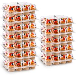 12 Count Cupcake Containers 25 Pack Cupcake Holders with Detachable Tall Dome Lids Clear Plastic Stackable Cupcake Boxes for 300 Cupcakes, BPA Free, Standard Size