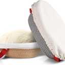 Sourdough Bread Baking Supplies, Cotton Rope Banneton Bread Proofing Basket Set, Oval & Round Bread Baskets with Liners & Covers (Khaki and gray, 10)