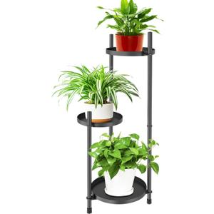 3 Tier Plant Stand Indoor Tall, Black Metal Corner Plant Stands for Indoor Multiple Plants, Flower Pot Stands Outdoor Holders Plant Shelf Display Rack for Garden Balcony Patio Living Room