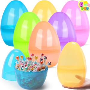 JOYIN 10" Jumbo Easter Eggs, 6PCS Colorful Plastic Giant Eggs Empty Fillable for Easter Filling Treats Party Favor Hunt Classroom Prize Supplies Decoration