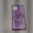 iCoverCase Compatible with iPhone 12/12 Pro Wallet Phone Case with Card Holder for Women, RFID Blocking Embossed PU Leather Wrist Strap Case (Heart Purple)