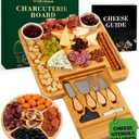Bamboo Charcuterie Boards Gift Set - Meat and Cheese Tray with Utensils, Fruit Tray, and 2 Sauce Bowls Included - Bamboo Cheese Platter - House Warming Gifts New Home Couples & Family, Wedding Gifts