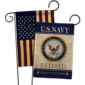 Breeze Decor US Navy Burlap Garden Flag Pack Armed Forces USN Seabee United State American Military Veteran Retire Official Vintage Applique House Banner Small Yard Gift Double-Sided, Made in USA