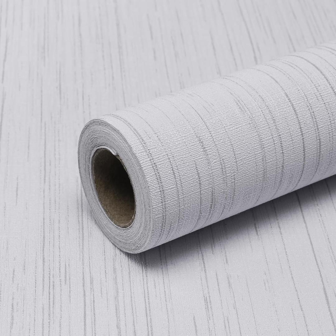 White Grasscloth Wallpaper Peel and Stick Texture Contact Paper 15.7"x120" - Vintage Removable Waterproof Wall Paper for Room Walls, Cabinets, Furniture, Drawers, Desk, White