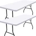 Smiry 2 Pack Rectangle Picnic Table Cloth, Waterproof Elastic Fitted Tablecloths, Washable Polyester Rectangular Patio Table Cover for Camping, Indoor and Outdoor (White, 30"x72")