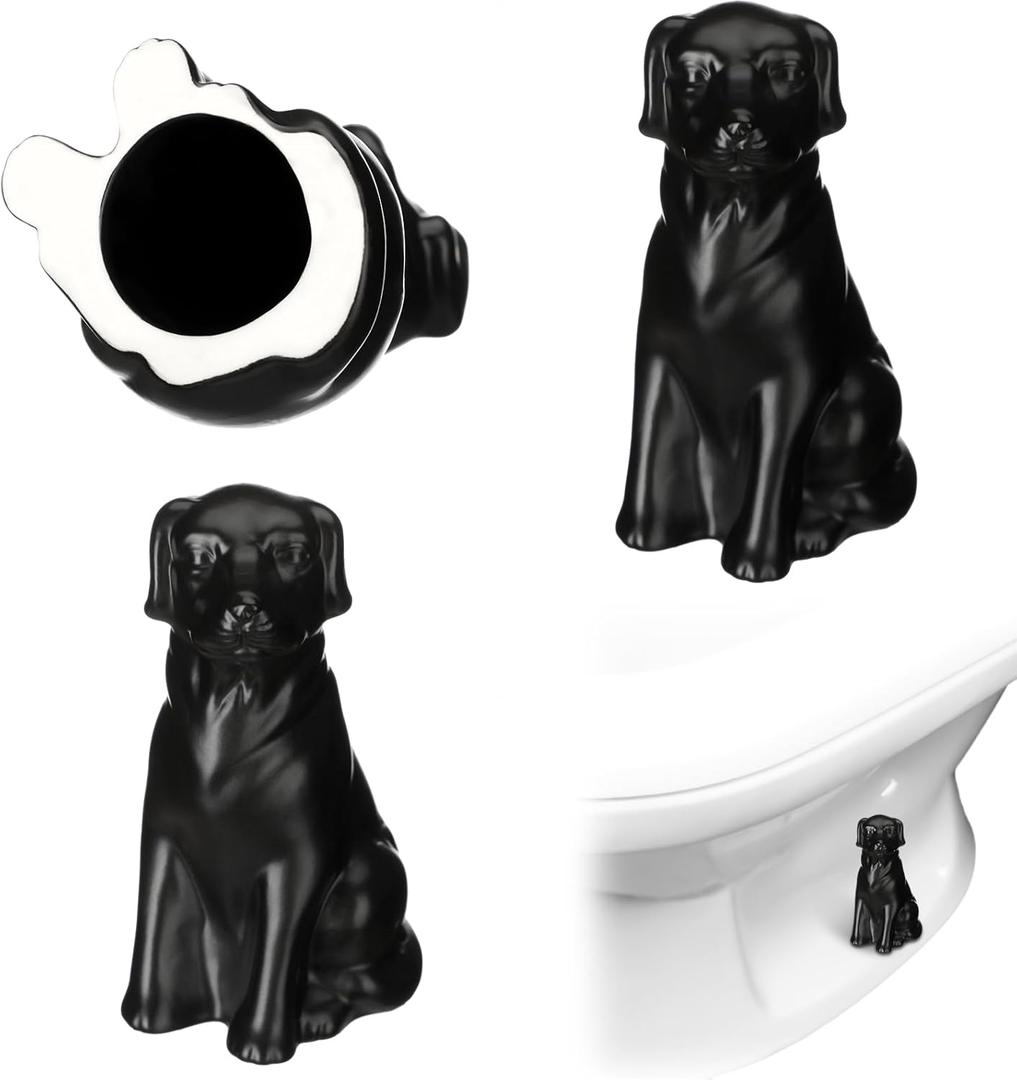 Honeydak 2 Pack Toilet Bolt Caps Decorative Dog Toilet Bolt Screw Covers Cute Ceramic Bathroom Decor Fun Themed Gadgets Bathroom Replacement Parts (Yellow)