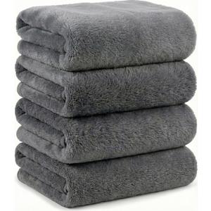 Microfiber Bath Towels Set, Compact Size 20 x 43 in, Hyaluronic Acid-Infused, Soft on Skin, 4 Pack, Quick Dry, Absorbent (Dark Gray)