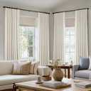 MIULEE Natural Pinch Pleated 100% Blackout Linen Curtains for Bedroom, Room Darkening Light Blocking Window Curtains 84 inches Long for Living Room, Black Out Pleat Drapes with Pin Hooks, 2 Panels