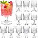 FillTouch 12 Pcs Mini Wine Glasses Bulk, 7.5 oz Small Acrylic Goblets Set, Unbreakable Clear Wine Cups Bulk Cocktail Glasses for Mother's Day Wedding Birthday Guest Graduation Party Supllies (Rhombus)